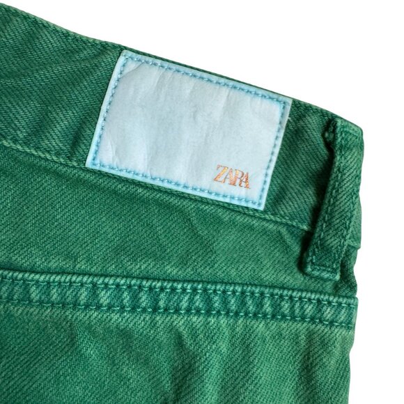 Zara Green Button-Fly Wide Leg Jeans - Size 2 - Picture 7 of 15